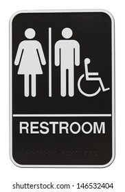 Men and Women Black Bathroom Sign Isolated on White Background.