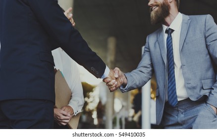 Men Women Business Agreement Hands Shake