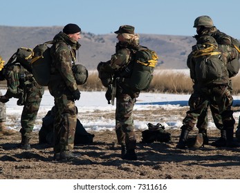 Men And Women Military Parachute Training