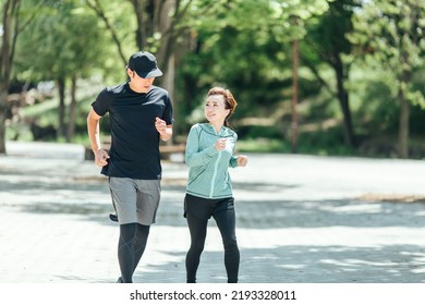 Men And Women Walking And Aerobic Exercise