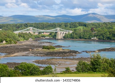 Menai Suspension Bridge Build By Thomas Telford Over The Menai Strait 