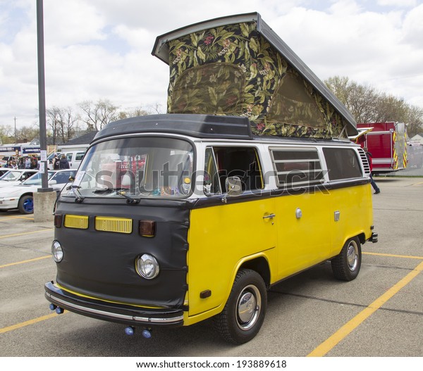MENASHA, WI - MAY 16:  VW\
Westfalia Camper Bus at 7th Annual Car Show May 16, 2014 in\
Menasha, Wisconsin.