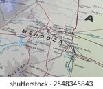 Mendoza, Argentina, a detailed map of a South American region, suitable to illustrate a travel destination or tourism background, world trade and economy