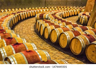 Mendoza, Argentina - Mar 2015 - Underground Wine Aging For The Bodega Catena Zapata Winery