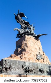 Mendoza, Argentina - November 22, 2015: The Monument On Top Of The Hill Of Glory, Set In Place For The Anniversary Of The Battle Of Chacabuco In Mendoza