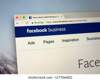 Menlo Park, The Netherlands - September 11, 2018: Website Of Facebook Business, A Profile For The Latest News And Advertising For Businesses.
