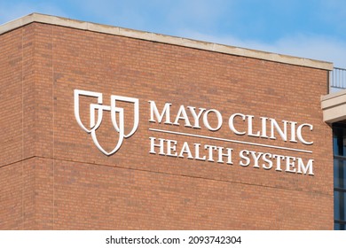 MENOMINEE, WI, USA - DECEMBER 18, 2021: Mayo Clinic Health Systems Hospital And Trademark Logo.