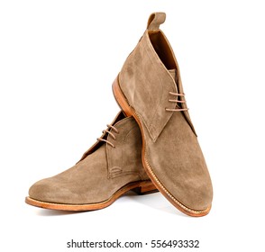 Men's almond suede boots isolated