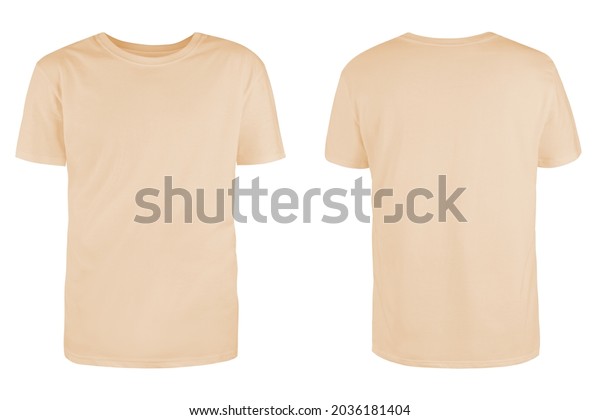 Mens Beige Blank Tshirt Templatefrom Two Stock Photo 2036181404 ...