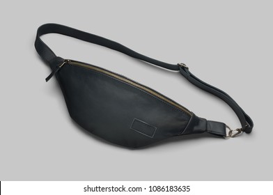 Men's Black Leather Waist Bag