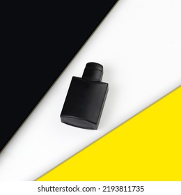Men's Black Perfume With Black And Yallow Background 