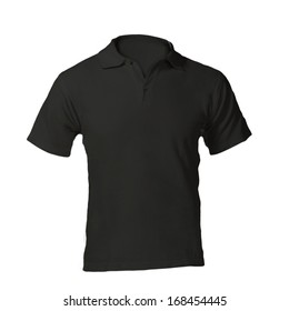 Men's Blank Black Polo Shirt, Front Design Template