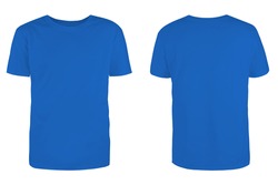 Blue t-shirt mock up, front view, isolated on white. Plain blue shirt ...