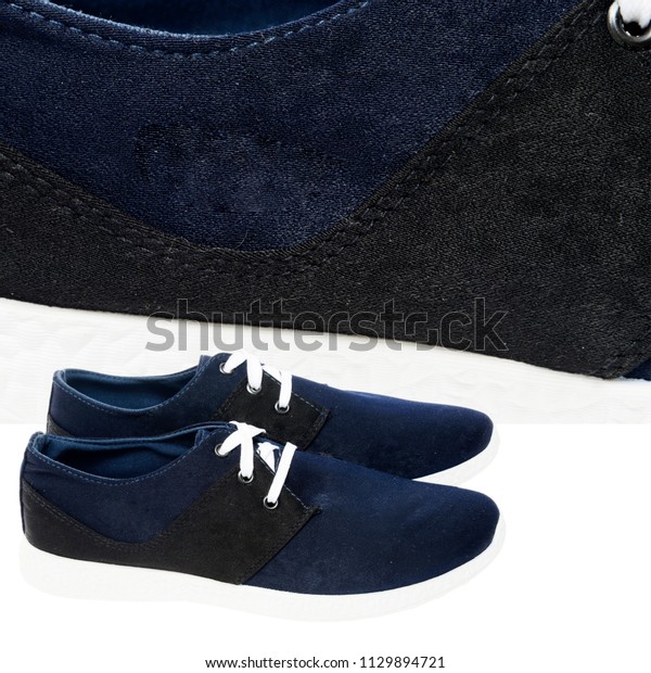 blue shoes with white sole