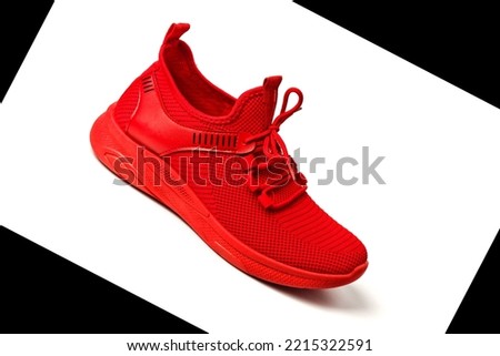 Men's classic lace-up shoes. sneakers.Shoes on a white background. Leather shoes. women's boots.summer shoes. Side view. on a white isolated background.Close-up.color red