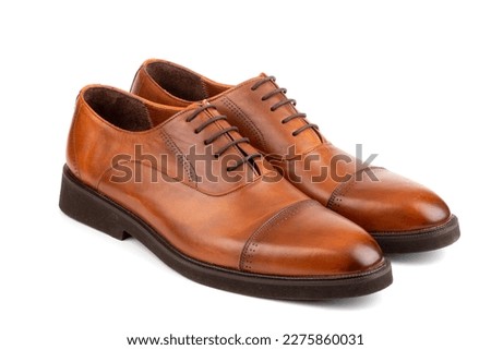 men's classic leather handmade shoes on white isolated background