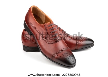 men's classic leather handmade shoes on white isolated background