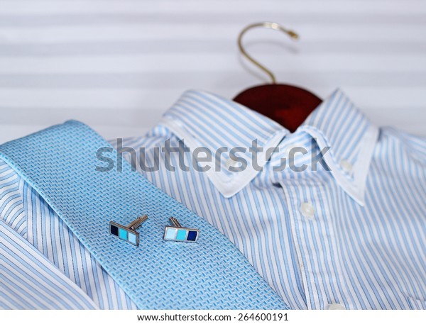 Mens Classic Shirts On Bed Shallow Stock Photo Edit Now