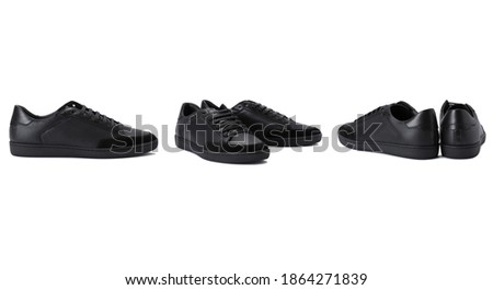 Men's classic shoes isolated on white background. Black shoes