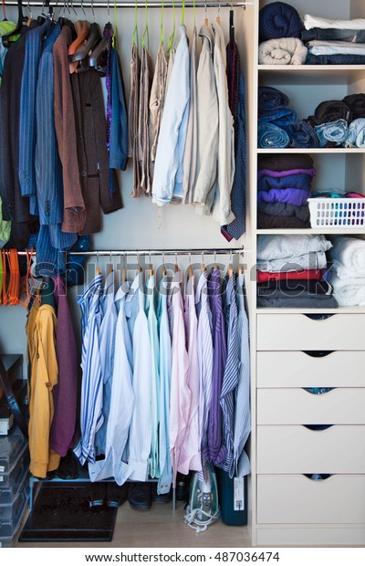 Mens Clothes Hanging Wardrobe Order Mens Stock Photo Edit Now