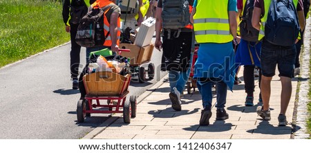 men's day with handcart in germany