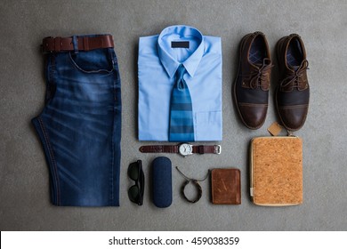 Mens Fashion Casual Outfits Accessories Flat Stock Photo 448330921 |  Shutterstock