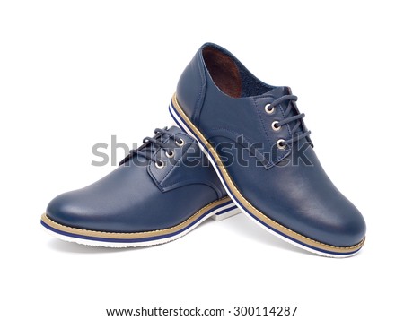 Men's fashion shoes blue, casual design on a white background isolated