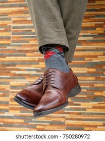 Men's Feet In A Beautiful Pair Of Shoes And Socks