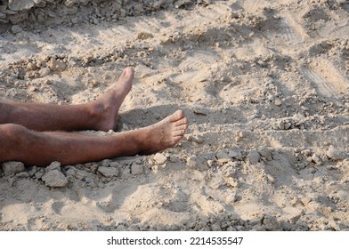 Men's Feet Lick The Sand
