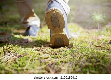 men's footsteps in the woods. 