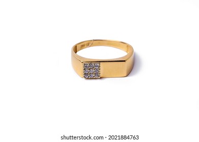 Men's Gold Ring On A White Background