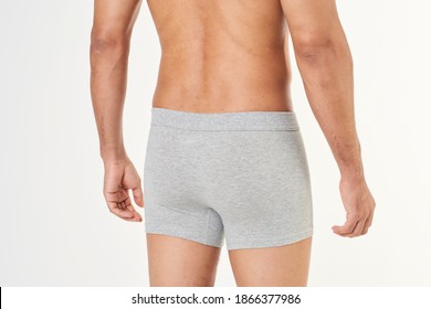 Men's Gray Boxer Briefs Mockup