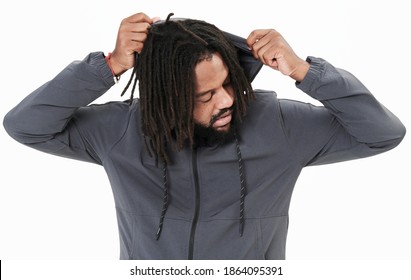 Men's Gray Hoodie Mockup Fashion Shoot In Studio