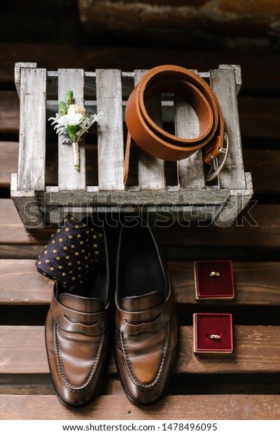 Mens Groom Set Shoes Belt Socks Stock Photo Edit Now 1478496095