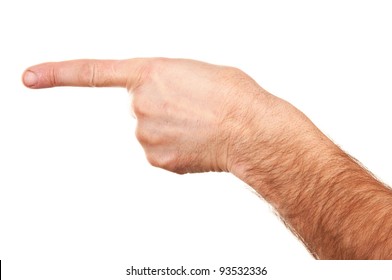 Men's Hairy Hand Isolated On A White Background