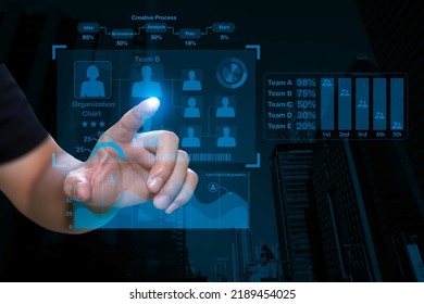 Men's Hands Showing A Virtual Hologram. Concept Of Setting Business Goals Together As A Group Of Organizations And Challenges In Business Marketing, Teamwork, And Agency. Work Inspiration