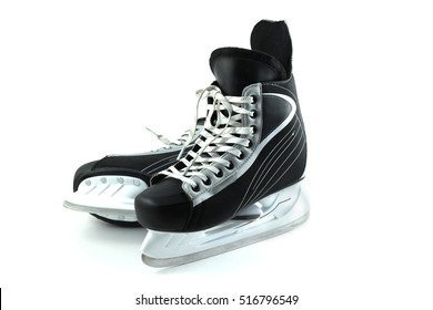 Men's Hockey Skates On A White Background