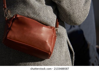 Men's leather bag. Brown men's bag. Men's fashion with brown leather bag.