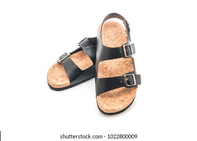 Men's leather sandals isolated on white background