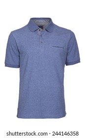 Men's Light Blue Polo Shirt Isolated