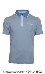 Men's Light Blue Polo Shirt Isolated