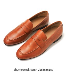 Mens Loafer Shoes, Brown Leather