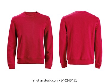 Men's long sleeve t-shirt with front and back views isolated on white with clipping path