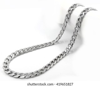 Men's necklace - Stainless Steel - Silver jewelery - Shutterstock ID 419651827
