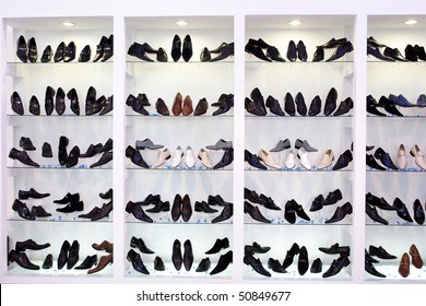 Mens Shoes On Glass Shelfs