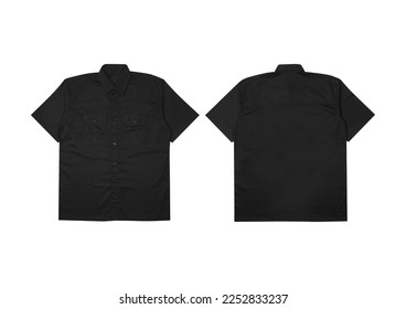 Men's short sleeves military shirt. Workshirt black. Short sleeve work shirt black.