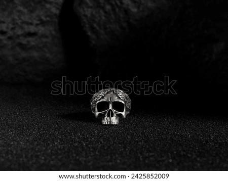 Men's Silver Skull, Ring Gothic Demon Skull Head Ring, Vintage Gothic Biker Ring.