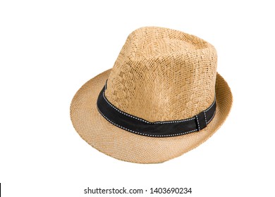 Men's Straw Hat On A White Background