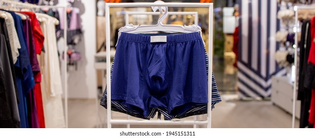 Men's Underwear In The Store. Cotton Men's Briefs.