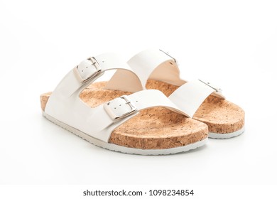 Men's And Women's (unisex) Fashion Leather Sandals Isolated On White Background